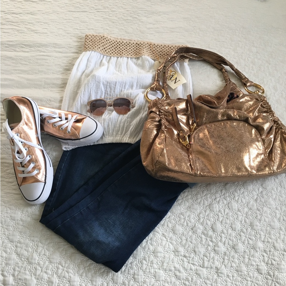 B Makoski Gold Metallic Handbag